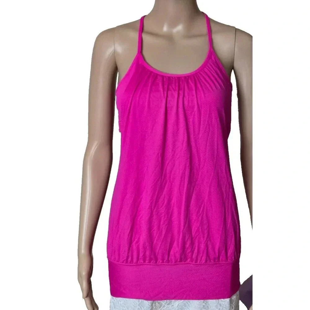 Lululemon No Limits Tank Top Women's Pink Built in Sport Bra size 4